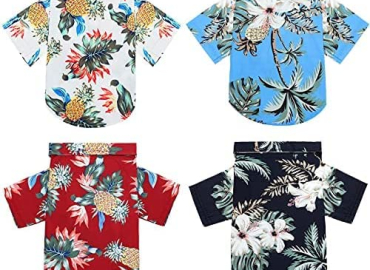 4 Pieces Pet Summer T-Shirts Hawaii Style Floral Dog Shirt Hawaiian Printed Pet T-Shirts Breathable Cool Clothes Beach Seaside Puppy Shirt Sweatshirt for Small Puppy