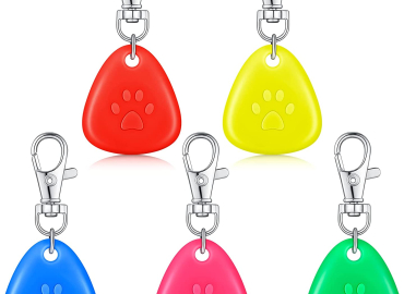 5 Pieces Clip on Dog Collar Silicone LED Dog Collar Paw Dog Tag Light Dog Collar Light Waterproof Safety Night Walking Lights for Camping Dog Cat, Green, Red, Yellow, Rose Red, Blue, Battery Included