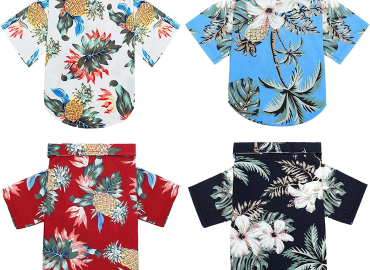 4 Pieces Pet Summer T-Shirts Hawaii Style Floral Dog Shirt Hawaiian Printed Pet T-Shirts Breathable Cool Clothes Beach Seaside Puppy Shirt Sweatshirt for Small Puppy