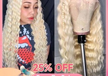 Beaufox Human Hair 150% Density 613 Blonde Water Wave 13X4 Transparent Lace Wig