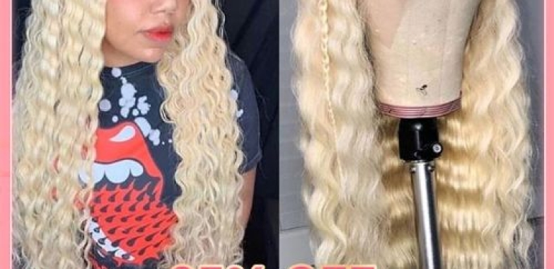 Beaufox Human Hair 150% Density 613 Blonde Water Wave 13X4 Transparent Lace Wig