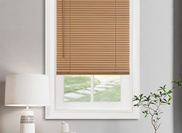 Cordless Light Filtering Mini Blind – 31 Inch Length, 72 Inch Height, 1″ Slat Size – Woodtone – Cordless GII Morningstar Horizontal Windows Blinds for Interior by Achim Home Decor