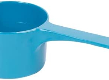 Messy Mutts Melamine Dog Food Scoop (1 Cup Capacity) | Measuring Cup for Animal Food | Features 1/2 Cup Indicator Line | Small or Large Dog Food Scooper | Dishwasher Safe | Blue