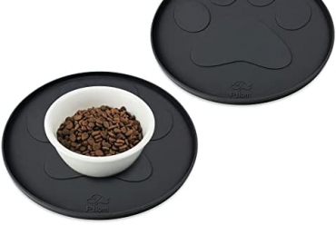 Ptlom Pet Placemat for Dog and Cat, Mat for Prevent Food and Water Overflow, Suitable for Small, Medium and Big Pet, Silicone