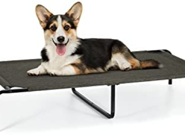 Elevated Dog Bed for Medium Small Dogs Outside Cooling Bed with Breathable Mesh Fabric and Durable Frame, Raised Pet Cot for Indoor and Outdoor Use, Easy to Clean M/S Size, Dark Brown