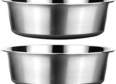 Stainless Steel Metal Dog Bowls | Nonslip Rubber Bottom Design | Ideal Food Water Bowls Set for Small, Medium, and Large Sized Dogs