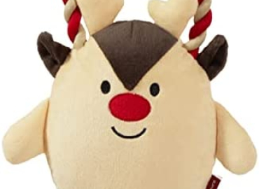 Lesure Christmas Dog Toys Santa Snowman Reindeer, Interactive Squeaky Dog Toys for Small Medium Large Dogs, Plush Stuffed Tug of War Puppy Toys with Squeakers and Tough Rope