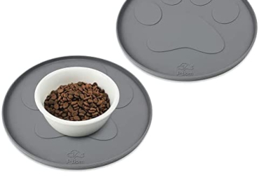Ptlom Pet Placemat for Dog and Cat, Mat for Prevent Food and Water Overflow, Suitable for Small, Medium and Big Pet, Silicone
