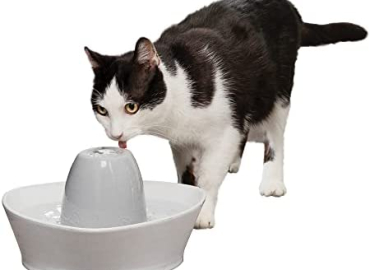 PetSafe Creekside Ceramic Pet Fountain – for Cats and Small Dogs – 60 Oz Water Capacity – Whisper-Quiet Water Flow – Great for Shy or Timid Pets – Fresh, Filtered Water