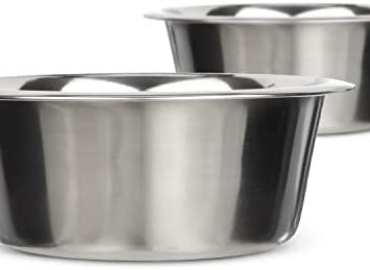 Stainless Steel Dog and Cat Bowls – Metal Food and Water Dish – Includes Neater Feeder Replacement Bowls (Single Bowl or 2 Pack)