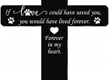 Unittype Dog Grave Marker Cross Memorial Gifts Pet Loss Stake Memorial Plaques for Outdoors Pet Memorial Garden Decor Waterproof Acrylic Grave Marker Cemetery Black Sympathy Garden Stake