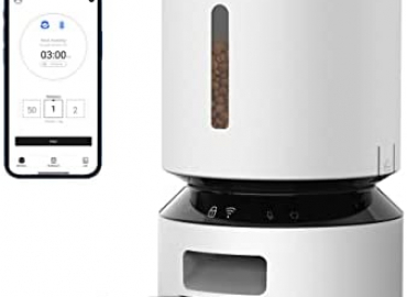 PETLIBRO Automatic Cat Feeder, 5G WiFi Cat Feeder with APP Control for Pet Dry Food, Stainless Steel Bowl, Low Food& Blockage Sensor, 1-10 Meals Per Day, Up to 10s Meal Call for Cat and Dog