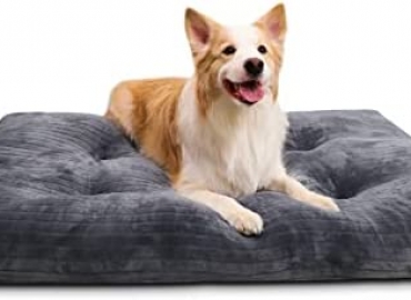 Dog Crate Bed Deluxe Flannel Washable Dog Beds Fulffy Comfy Kennel Pad Anti-Slip Pet Sleeping Mat for Large, Jumbo, Medium, Small Dogs