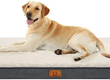 CozyLux Large Orthopedic Foam Dog Bed for Small, Medium, Large and Extra Large Dogs/Cats Up to 50/75/100lbs – Egg-Crate Foam Pet Bed Mat, Removable Washable Cover