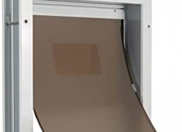 FreeStanding Tunnel Adjustable Dog Door with Aviation Aluminum Frame, Magnetic Flap Design, Weatherproof and Energy-Saving, Easy Install on Interior/ Exterior Door or Wall, Medium, Large, X-Large