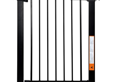 Babelio 26-29 Inch Easy Install Baby Gate with Door, Fit for Narrow Doorways, Auto-Close Design, No Drilling, Pressure Mounted, Safety Gate w/Door for Child and Pets (Black)