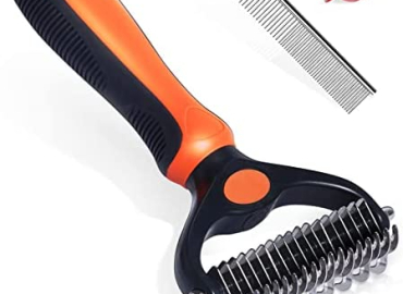GYOSUGANG Pet Grooming Brush – Dual Sided Cats and Dogs Brush for Shedding and Dematting, Undercoat Rake for Dogs Gently Removes Loose Undercoat, Mats & Tangled Hair, Extra Safty