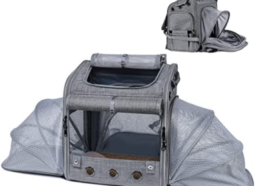 Expandable Pet Carrier Backpack, 3 Sides Breathable Mesh Cat Bag Carrier Backpack, for Cats Puppies Dogs Bunny Under 22 LBS