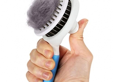 Cat Grooming Brush, Self Cleaning Slicker Brushes for Dogs Cats Pet Grooming Brush Tool Gently Removes Loose Undercoat, Mats Tangled Hair Slicker Brush for Pet Massage-Self Cleaning (Blue)