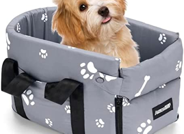 Dog Car Seat, Amused ELF Center Console Dog Car Seat on Car Armrest with Safety Tethers, Dog Cat Booster Seat for Small Dogs Cats Up to 12 Lbs, Fit for Most Car Single Double Door Armrest