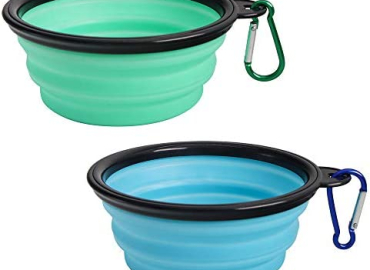 SLSON Collapsible Dog Bowl 2 Pack, Portable Silicone Pet Feeder, Foldable Expandable for Dog/Cat Food Water Feeding, Travel Bowl for Camping