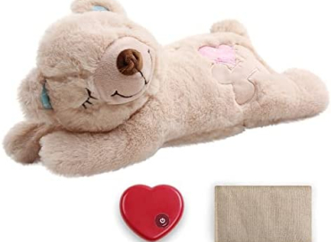 PetPrime Dog Heart Beat Puppy Plush Rabbit Toy – with Warmer Bag Pet Soft Anxiety Puppy Relief Toy for Puppy Dogs Heartbeat Stuffed Animal Puppy Sleeping Buddy Anxiety Dog Toy