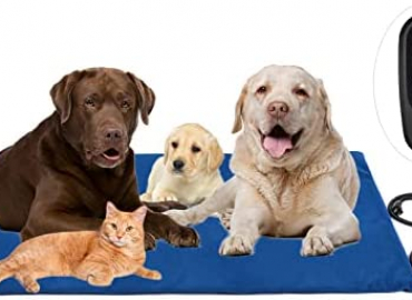 Super Large Size Pet Heating Pad Electric Heating Pad for Dogs, Waterproof Dog Cat Heating Pad, Adjustable Warming Mat with 6 Levels Temperature & 4 Timers Levels Auto Power Off Chew Resistant Cord