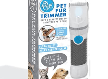 PawPerfect Pet Fur and Hair Trimmer by Bell+Howell Dog Hair Clippers with Stainless Steel and Ceramic Blades Low Noise Rechargeable and Cordless Shaver for Dogs Cats and Other Furry Pets As Seen On TV