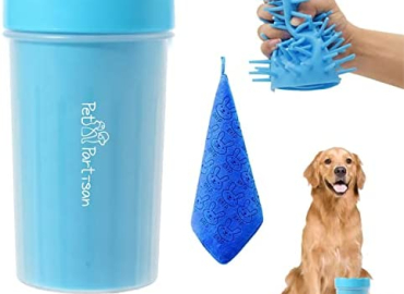 Pet Partisan Dog Paw Cleaner, Paw Cleaner for Dogs with Quick-Drying Towel, Dog Paw Washer, Dog Feet Cleanr/Washer for Medium/Large/XLarge Dogs(Medium, Blue)