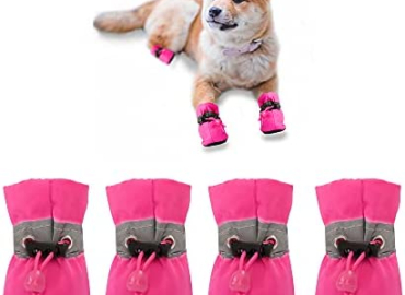 YAODHAOD Dog Shoes for Small Dogs Anti-Slip Dogs Boots & Paw Protector with Reflective Straps Hot Pavement Puppy Booties, Summer Cat Dog Shoes for Small and Medium Pets 4PCS