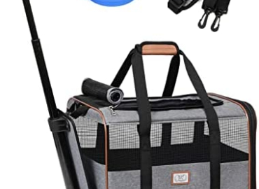 Lekereise Cat Carrier with Wheels Pet Carrier Bag for Small Dogs and Cats, 1 Bowl Included