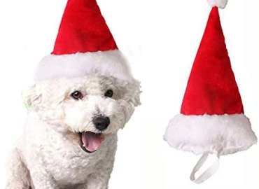 ABLAZE ZAI Bolbove Adjustable Pet 3D Christmas Santa Hat for Dogs Holiday Red