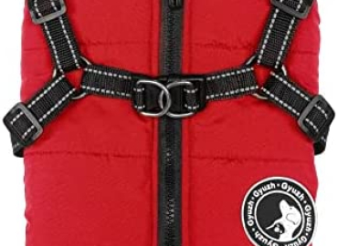 Gyuzh Dog Coat with Harness Winter Dog Coat Fleece Dog Jacket Waterproof Dog Coat Zipper Dog Jacket Puppy Coat Small Dog Clothes Dog Coat with Reflective Harness for Smal Medium Large Dogs