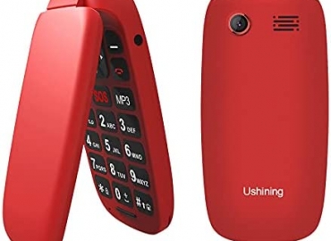 Ushining Unlocked Flip Phone 3G T Mobile Flip Phone Unlocked SOS Button Big Icon Easy to Use Flip Basic Cell Phones Unlocked for Kids or Backup Phone (Red)