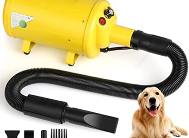 Dog Hair Dryer, 3.8HP 2800W Pet Grooming Blower for Large Dogs Hair Force Blaster with Heat, Stepless Speed Adjustable Strong Power Wind, Yellow