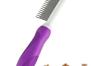 Detangling Pet Comb with Long & Short Stainless Steel Teeth for Removing Matted Fur, Knots & Tangles – Detangler Tool Accessories for Safe & Gentle DIY Dog & Cat Grooming (Grooming Comb)