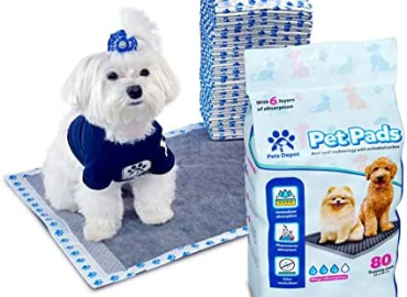 Pets Depot Pee Pads – Disposable Carbon Disposable Pads with Super Absorbent Leak-Proof, Quick-Drying Surface and Odor Control Technology for Dogs, Cats, Rabbits and Other Pets