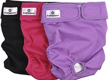 Pet Parents Washable Dog Diapers (3pack) of Durable Doggie Diapers, Premium Female Dog Diapers
