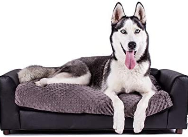 Keet Fluffy Deluxe Pet Bed, Charcoal, Large (40x23x13)