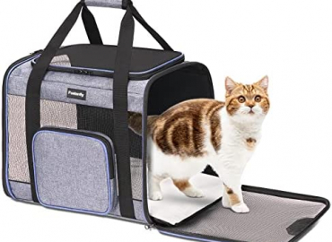 Fostanfly Cat Carriers for Large Cats 20 lbs, Dog Carriers for Small Dogs, TSA Approved Pet Carrier for Medium Cats Under 25 Dog Travel Bag with Big Pocket,4 Ventilated Windows, 3 Doors