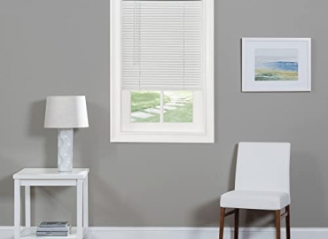 Cordless Light Filtering Mini Blind – 36 Inch Length, 48 Inch Height, 1″ Slat Size – Pearl White – Cordless GII Morningstar Horizontal Windows Blinds for Interior by Achim Home Decor