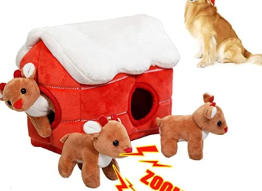 Christmas Dog Toys for Medium Dogs – Plush Interactive Squeaky Dog Toy, Puzzle Toys for House Stocking Tree for Small Large Dogs