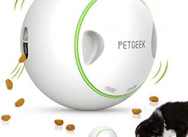 PETGEEK Interactive Dog Toys Treat Dispenser, Automatic Treat Ball Puzzle Toy, Electronic Dog Ball Toy for Medium Large Dogs Slow Feeder & Entertainment