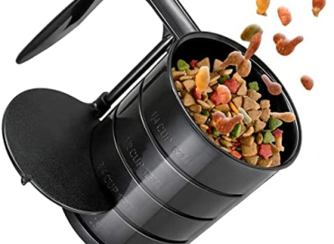 Dog Food Scoop, Pet Food Scoops for Dogs 4 Capacity Cup in 1 Cup Measuring Scoop for Pet Dogs, Pet Food Measuring Cups for Dog (Black)