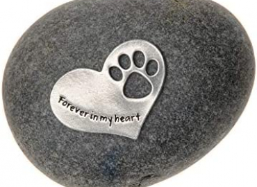 Quotable Cuffs Pet Memorial Forever in My Heart Paw Print Stone for Dogs or Cats – Sympathy Remembrance Stone by Whitney Howard Designs