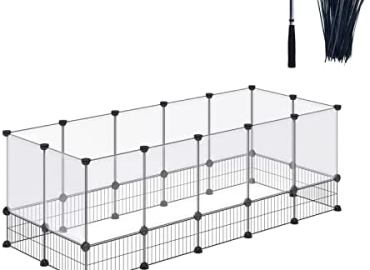 DINMO Rabbit Playpen, Guinea Pig playpen, Game Holes Design, Plastic and Matel Design, Floor Mat Design and Bottom Design, Connectors Accessories for Choose, DIY, Visualization, Expanded, Portable, for Small Animal, Bunny, Ferret, Hedgehog