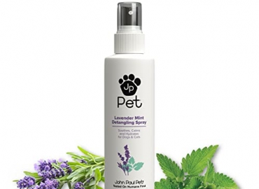 John Paul Pet Lavender Mint Detangling Spray for Dogs and Cats, Soothes Moisturizes and Replenishes Dry Unruly Fur, Non-Aerosol, 8-Ounce, clear