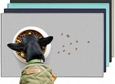 Conlun Silicone Dog Food Mat, Waterproof Rubber Pet Feeding Mat for Dog and Cat, Anti-Slip Dog Cat Bowl Mat with Raised Edge, Avoid Water Or Food Spilling Out, Dishwasher Safe