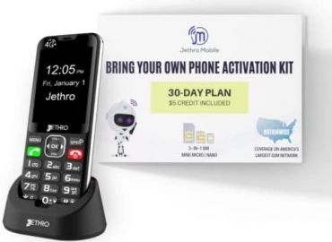 Jethro SC490 4G LTE Cell Phone for Seniors with Basic 30-Day Plan, Talk & Text Only, Big Buttons, Simple for Elders & Kids, Includes Charging Dock & Prepaid SIM Card, FCC/IC Certified
