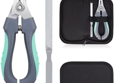 Bretheil Dog Nail Clippers Trimmer Set, Quick Safety Guard to Avoid Over-Cutting, Stainless Steel Razor Sharp Blades, Sturdy Non-Slip Handles, Storage Case and Nail File, Professional Pet Grooming